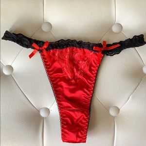 Gently used Sexy red silk and lace thong